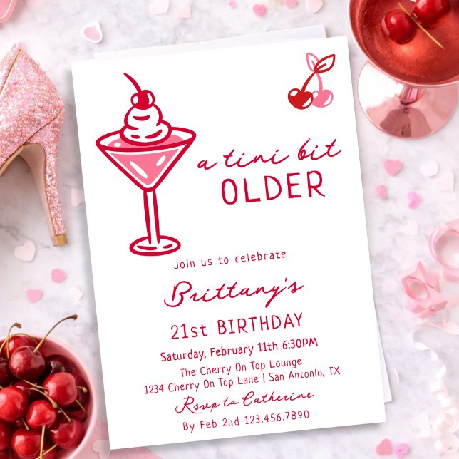 Invitation Un tout petit peu plus vieille Cerise Martini Anni (Créateur téléchargé)