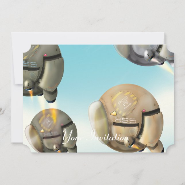 Invitation Un vaisseau spatial qui traverse une planète (Devant)