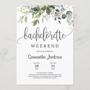 Invitation Un week-end de bachelorette vert et moderne