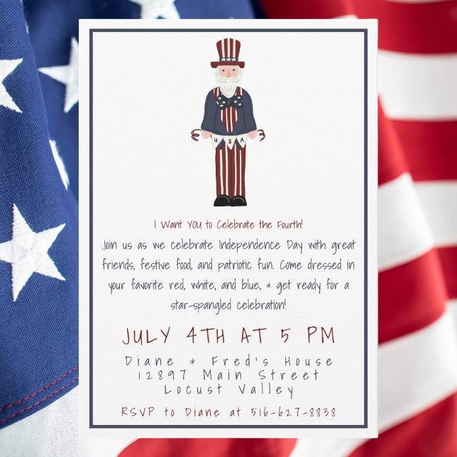 Invitation Uncle Sam Fourth of July Party | Patriotic  (Créateur téléchargé)