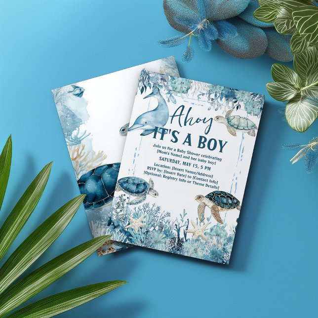 Invitation Under the Sea Blue Ahoy It's a Boy Baby Shower (Créateur téléchargé)