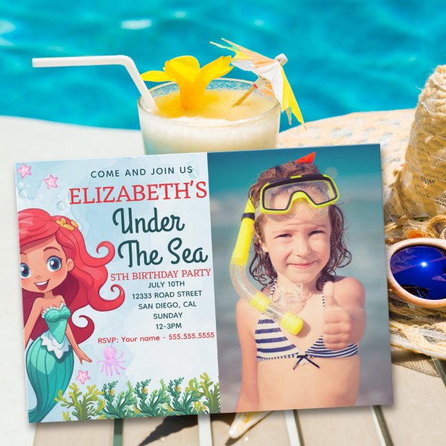 Invitation Under the sea Mermaid Birthday Girl (Créateur téléchargé)