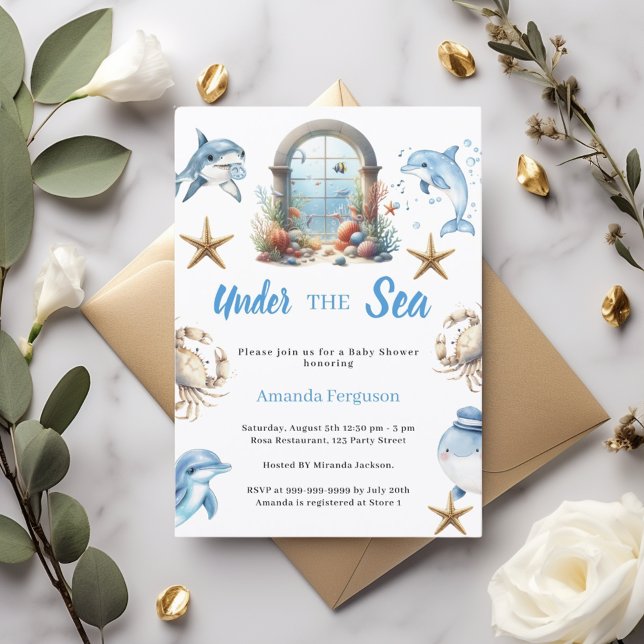 Invitation Under the sea ocean animals boy Baby Shower (Créateur téléchargé)