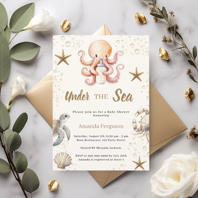 Invitation Under the sea ocean animals girl Baby Shower (Créateur téléchargé)