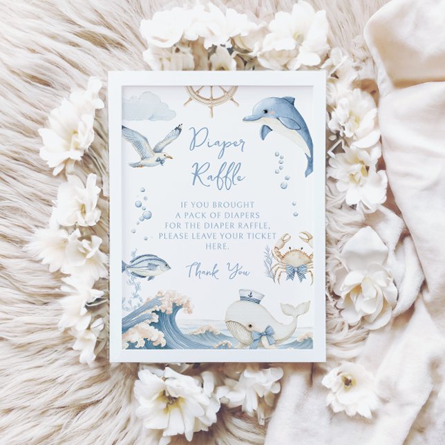 Invitation Under the Sea Ocean Diaper Raffle Baby Boy Shower (Créateur téléchargé)