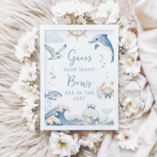 Invitation Under the Sea Ocean How Many Bows Baby Boy Shower