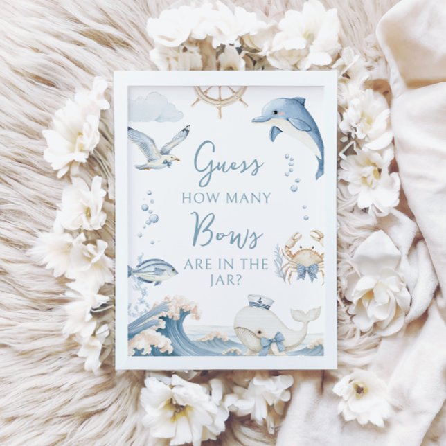 Invitation Under the Sea Ocean How Many Bows Baby Boy Shower (Créateur téléchargé)