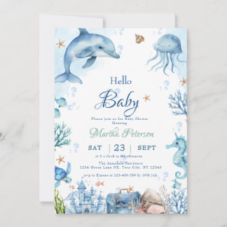 Invitation UNder the sea Seashell Baby Shower
