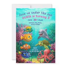 Under the sea Theme invitaion. Kids party.