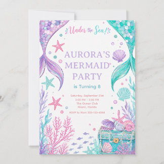 Invitation Under The Sea Watercolor Party Invite