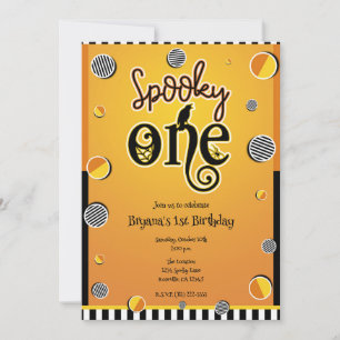 Invitation UNE 1 Fête d'anniversaire Halloween à pois effraya