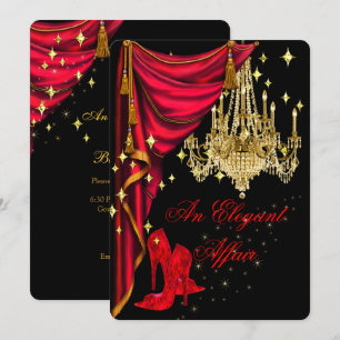 Invitation Une Affaire Élégante Chandelier Rouge Or Anniversa