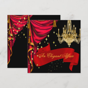 Invitation Une Affaire Élégante Lustre Rouge Or Entreprise