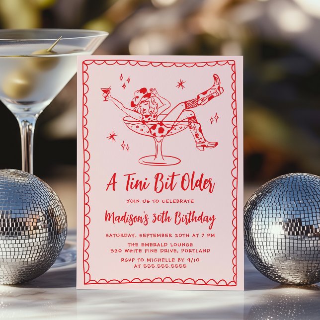 Invitation Une Année de Plus Fête d'Anniversaire Rose et Roug (Créateur téléchargé)