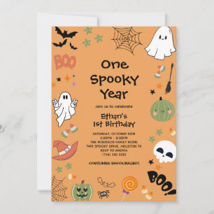 Invitation Une année Éffrayante Mignonne Halloween 1er Annive