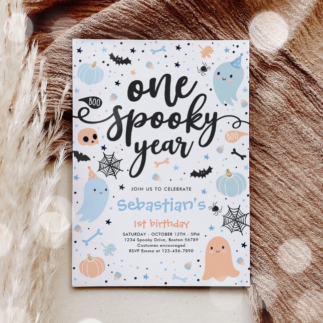 Invitation Une année Éffrayante mignonne Halloween Ghost 1er  (Créateur téléchargé)