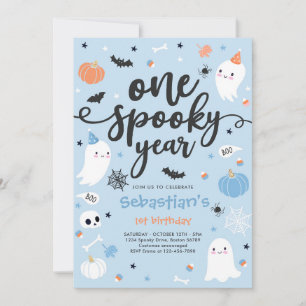 Invitation Une année Éffrayante mignonne Halloween Ghost 1er
