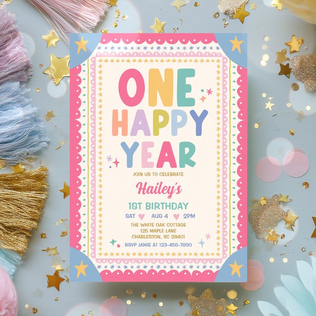 Invitation Une année heureuse Fille fantaisiste Fête d'annive (Créateur téléchargé)