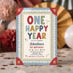 Invitation Une année heureuse Garçon fantaisiste Fête d'anniv