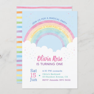 Invitation Une année pleine de couleurs Premier anniversair