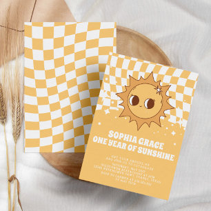 Invitation Une année Sunshine Jaune Super 1er anniversaire