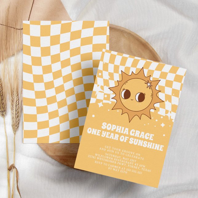 Invitation Une année Sunshine Jaune Super 1er anniversaire (Créateur téléchargé)