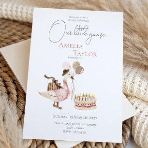 Invitation Une aquarelle d'une oie d'anniversaire vintage rid