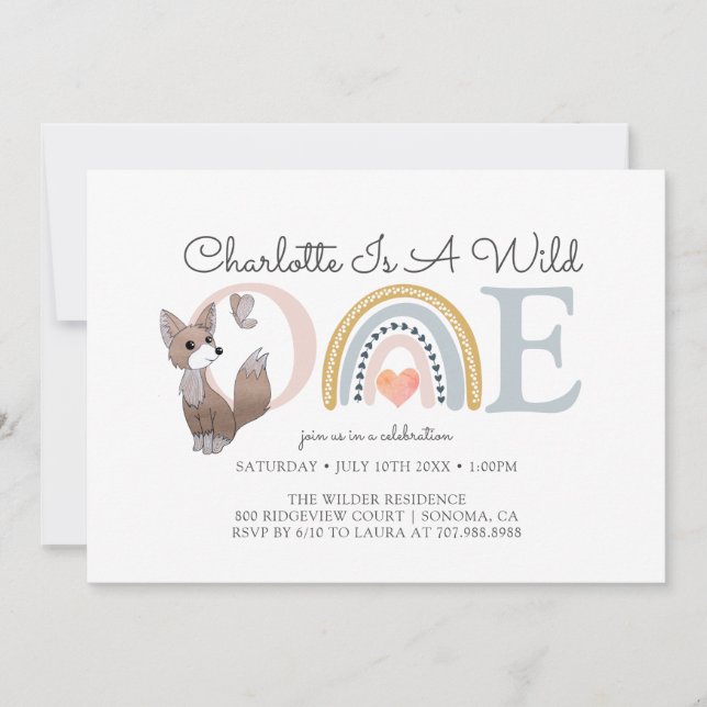 Invitation Une aquarelle sauvage Premier anniversaire de la f (Devant)