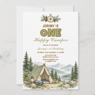 Invitation Une Aventure d'Anniversaire de Campeur Heureux Fêt