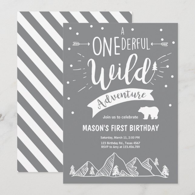 Invitation Une aventure sauvage extraordinaire Anniversaire I (Devant / Derrière)