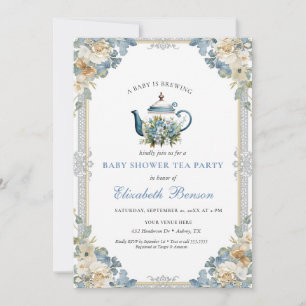 Invitation Une Baby Est En Train De Brasser Fleur Bleue Douch