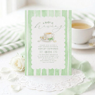Invitation Une Baby is Brewing Fête de Bébé au Thé Genre Neut