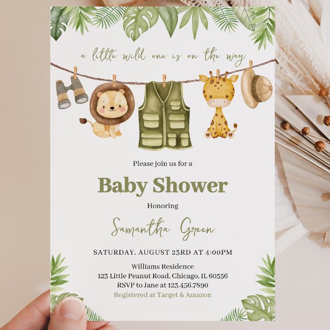 Invitation Une Baby Shower A Little Wild One (Créateur téléchargé)
