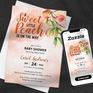 Invitation Une Baby Shower aquarelle à la pêche douce et mign