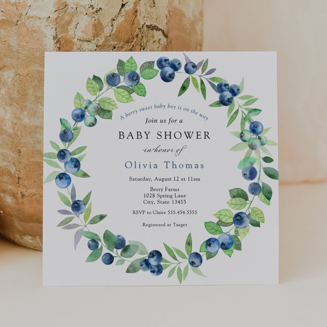 Invitation Une Baby Shower aux bleuets sucrés (Créateur téléchargé)