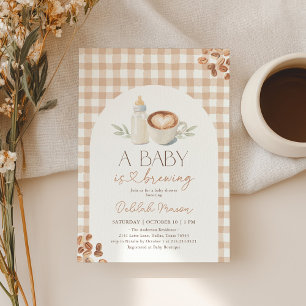 Invitation Une Baby Shower Café Gingham: Un Bébé en Route