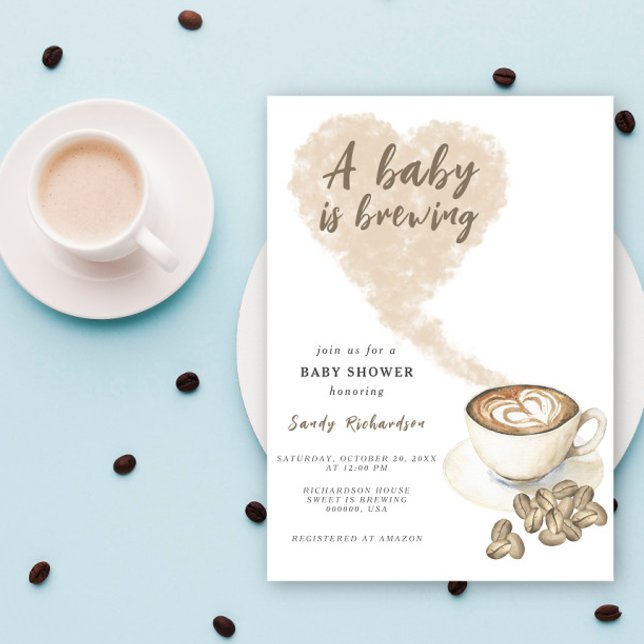 Invitation Une Baby Shower Café Un Bébé Est En Train De Brass (Créateur téléchargé)