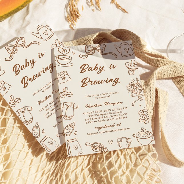 Invitation Une Baby Shower Café "Un Bébé Est En Train De Cuir (Créateur téléchargé)