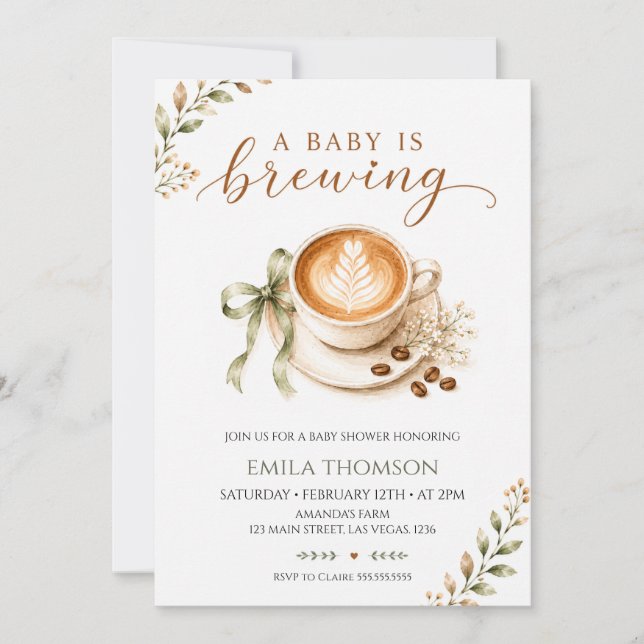 Invitation Une Baby Shower Café "Un Bébé Est En Train De Prép (Devant)