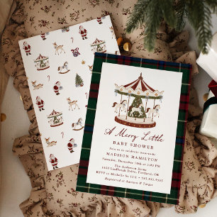 Invitation Une Baby Shower Carrousel de Noël Joyeuse