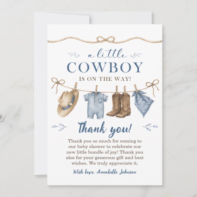 Invitation Une Baby Shower Cowboy pour Petit Garçon (Devant)