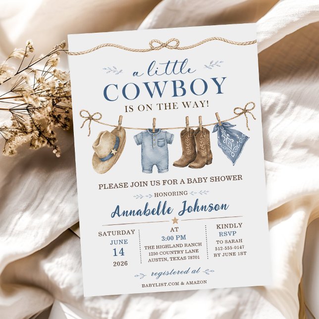 Invitation Une Baby Shower Cowboy pour Petit Garçon (Créateur téléchargé)