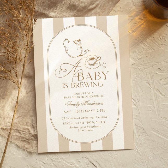 Invitation Une Baby Shower Dessinée à la Main 'Un Bébé se Pré (Créateur téléchargé)
