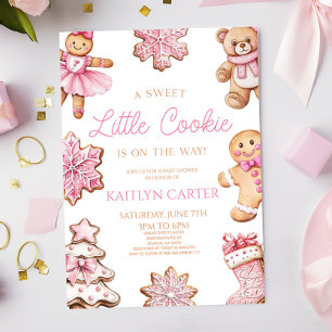 Invitation Une Baby Shower Douce Petite Cookie Rose Pain d'Ép