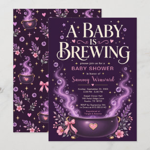 Invitation Une Baby Shower Ensorcelante : Un Bébé Est En Trai