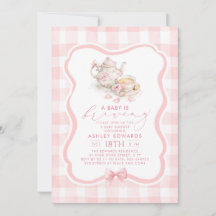 Une Baby Shower Fille Thème Tarte au Thé Rose "Un