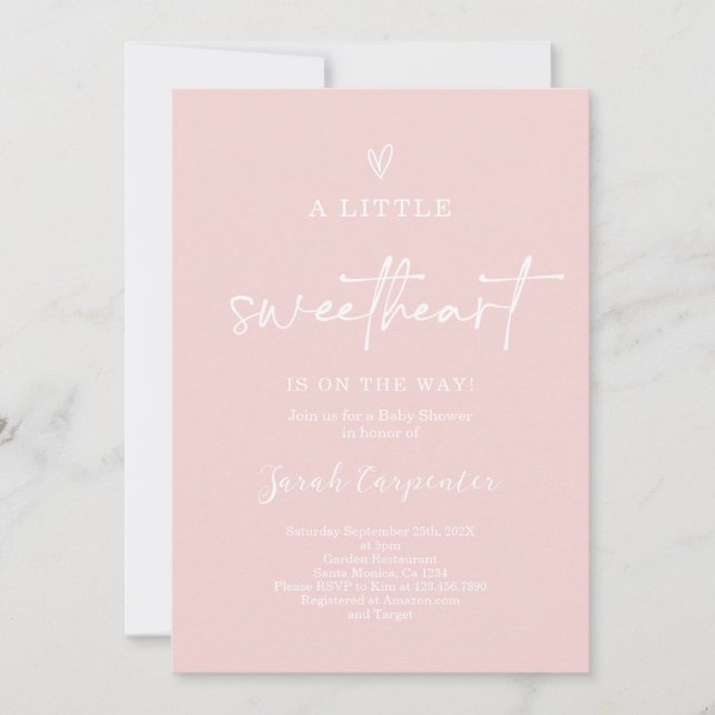 Invitation Une Baby Shower Fille Un Petit Amour (Devant)