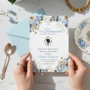 Invitation Une Baby Shower Fleurie Bleue 'Un Bébé Est En Trai