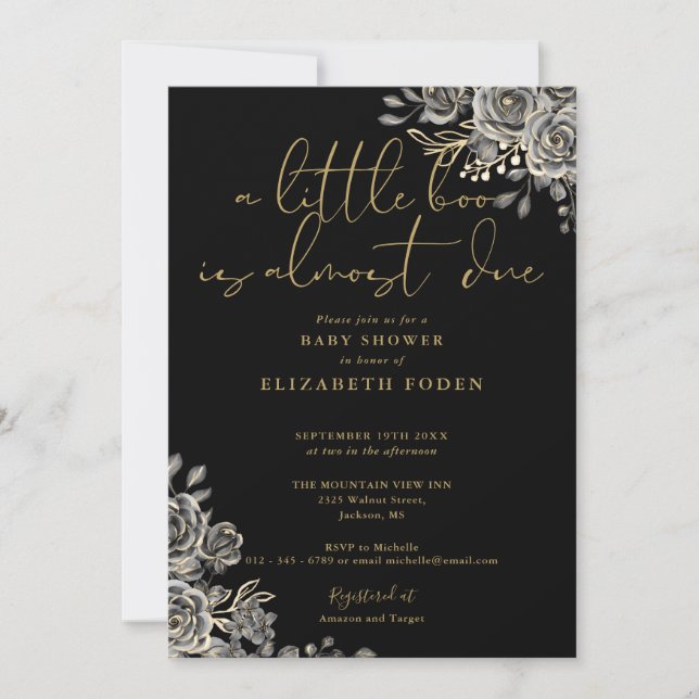 Invitation Une Baby Shower Florale Un Peu Gothique (Devant)
