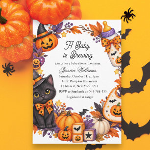Invitation Une Baby Shower Halloween "Un bébé est en train de